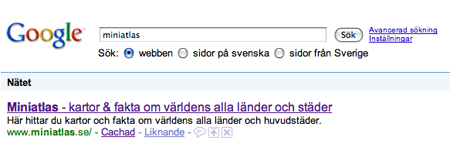 Miniatlas i google Miniatlas i google